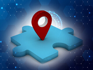 Fototapete - 3d illustration puzzle on the navigation