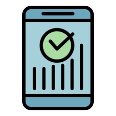 Poster - Approved phone loan icon. Outline approved phone loan vector icon color flat isolated