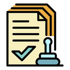 Poster - Approved control papers icon. Outline approved control papers vector icon color flat isolated