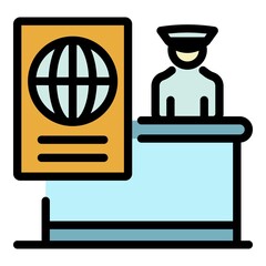 Wall Mural - Police passport control icon. Outline police passport control vector icon color flat isolated