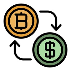 Poster - Money exchange icon. Outline money exchange vector icon color flat isolated