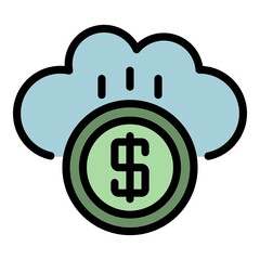 Poster - Money cloud icon. Outline money cloud vector icon color flat isolated