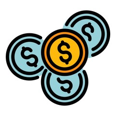 Poster - Money coins icon. Outline money coins vector icon color flat isolated