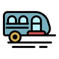 Poster - Truck trailer icon. Outline truck trailer vector icon color flat isolated