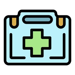 Aufkleber - First aid kit icon. Outline first aid kit vector icon color flat isolated