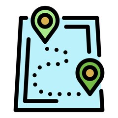 Poster - Hiking route icon. Outline hiking route vector icon color flat isolated