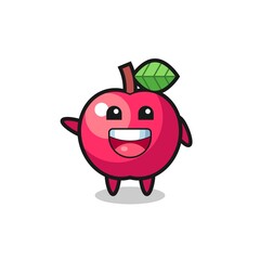 happy apple cute mascot character