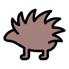 Poster - porcupine animal icon. outline porcupine animal vector icon color flat isolated