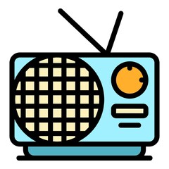 Poster - Radio modern news icon. Outline radio modern news vector icon color flat isolated