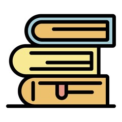 Poster - Stack of books icon. Outline stack of books vector icon color flat isolated