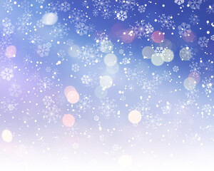 Poster - Christmas background with snowflakes and bokeh lights