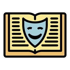 Poster - Humorous book icon. Outline humorous book vector icon color flat isolated