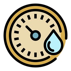 Poster - Round thermometer and drop icon. Outline round thermometer and drop vector icon color flat isolated