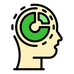 Poster - Pie chart mind skill icon. Outline pie chart mind skill vector icon color flat isolated