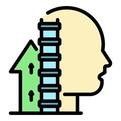 Poster - Ladder up skill icon. Outline ladder up skill vector icon color flat isolated