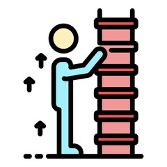 Poster - Take business ladder icon. Outline take business ladder vector icon color flat isolated