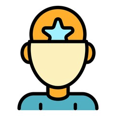 Poster - Life skill thinking icon. Outline life skill thinking vector icon color flat isolated