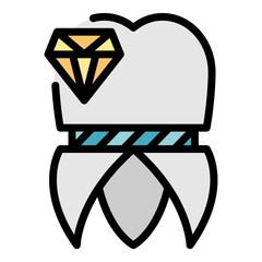 Sticker - Diamond tooth implant icon. Outline diamond tooth implant vector icon color flat isolated