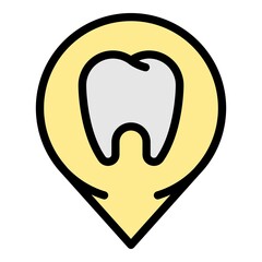 Poster - Tooth at checkpoint icon. Outline tooth at checkpoint vector icon color flat isolated