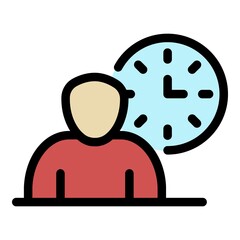 Poster - Mission time icon. Outline mission time vector icon color flat isolated