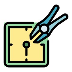 Poster - Pliers watch repair icon. Outline pliers watch repair vector icon color flat isolated