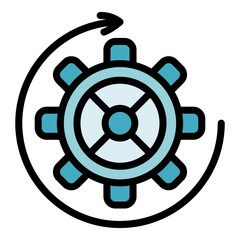 Poster - Watch gear wheel icon. Outline watch gear wheel vector icon color flat isolated
