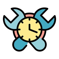 Poster - Alarm clock repair icon. Outline alarm clock repair vector icon color flat isolated