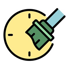 Poster - Repair paint watch icon. Outline repair paint watch vector icon color flat isolated