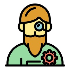 Poster - Mechanic watch repair icon. Outline mechanic watch repair vector icon color flat isolated