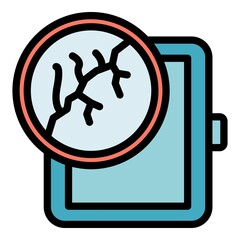 Poster - Crack glass smartwatch icon. Outline crack glass smartwatch vector icon color flat isolated