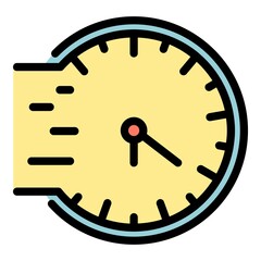 Poster - Fast repair clock icon. Outline fast repair clock vector icon color flat isolated