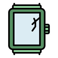Poster - Crack glass smartwatch icon. Outline crack glass smartwatch vector icon color flat isolated