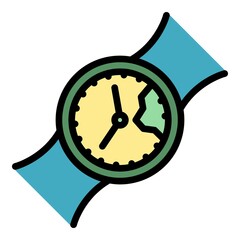 Poster - Broken arm watch icon. Outline broken arm watch vector icon color flat isolated
