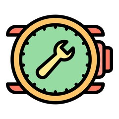 Sticker - Repair watch service icon. Outline repair watch service vector icon color flat isolated