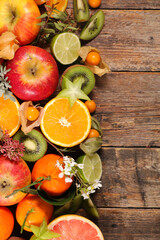 Wall Mural - various of fresh fruits (orange,  kiwi,  apple and grapefruit)