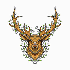 Wall Mural - wild deer vintage logo design vector template