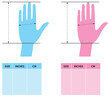 Template for measuring male y female hands. Glove Sizing Guids. Vector illustration.