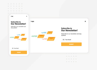 Poster - subscription to newsletter pop up banner template for mobile and desktop version