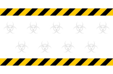 black yellow striped ribbons on white background, biohazard illustration, simple flat design, warning sign