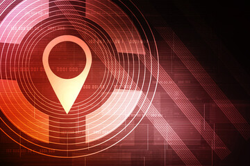 Poster - 2d rendering Red map pointer