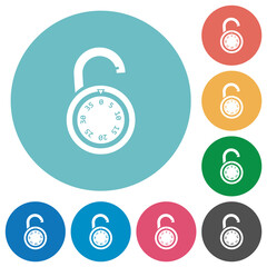 Poster - Unlocked round combination lock flat round icons