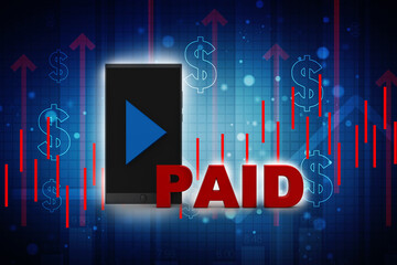 Poster - 3d rendering Play sign icon with mobile phone
    