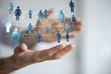 Poster - Digital technology background. Network connection dots and lines.
