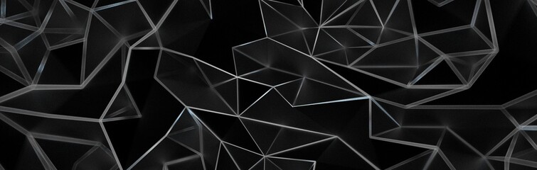 Poster - Black polygonal surface 3D rendering background