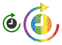 Clockwise Rotation Mosaic Icon Of Round Items In Different Sizes And Spectrum Color Tints. A Dotted LGBT-colored Clockwise Rotation For Lesbians, Gays, Bisexuals, And Transgenders.