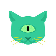 One Eyed Cat Alien. Green Monster Pet