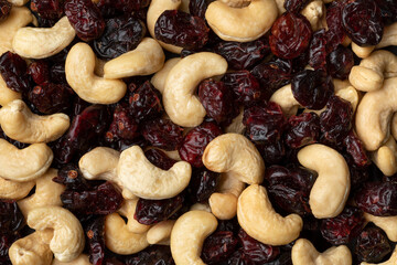Wall Mural - Cashew nuts and cranberries full frame close up as background   