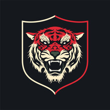 Vintage Style Tiger Badge, Crest And Emblem T-shirt Design Illustration