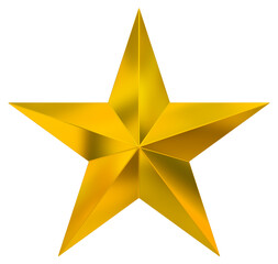 Wall Mural - 5 point star - christmas star - golden single isolated on white - 3d rendering