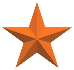 Wall Mural - 5 point star - christmas star - orange single isolated on white - 3d rendering